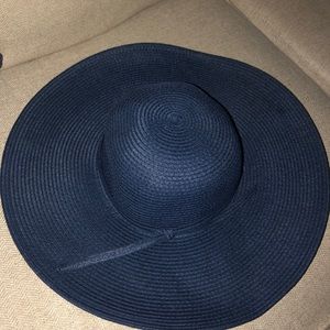 Navy Straw Beach Hat